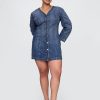 Rochie mini din denim cu mâneci butoi Rochie mini din denim cu mâneci butoi