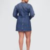 Rochie mini din denim cu mâneci butoi Rochie mini din denim cu mâneci butoi