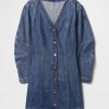 Rochie mini din denim cu mâneci butoi Rochie mini din denim cu mâneci butoi