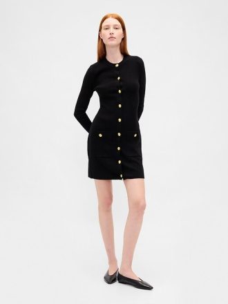 Rochie mini pulover CashSoft cu buzunar cu coaste