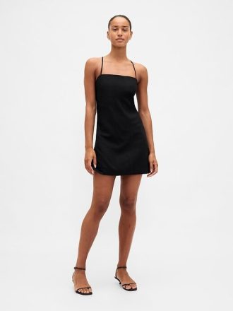 Rochie mini-skort din amestec de in