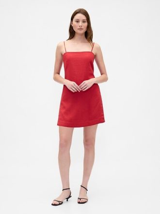 Rochie mini-skort din amestec de in