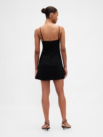 Rochie mini-skort din amestec de in