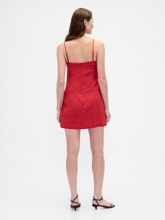 Rochie mini-skort din amestec de in