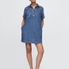 Rochie Mini UltraSoft Denim Stripe Popover Rochie Mini UltraSoft Denim Stripe Popover