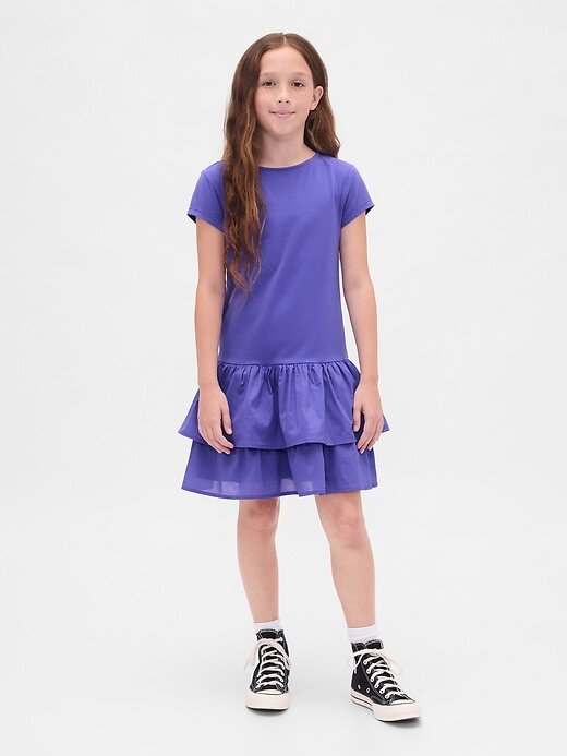 Rochie pentru copii cu talie scazuta cu volane Rochie pentru copii cu talie scazuta cu volane
