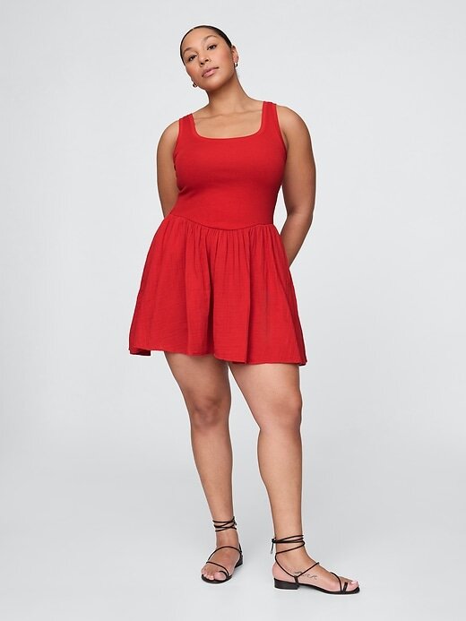 Rochie tanc mini din tifon de bumbac Rochie tanc mini din tifon de bumbac