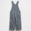 Salopete largi cu dungi din denim pentru bebeluși și copii mici Salopete largi cu dungi din denim pentru bebeluși și copii mici