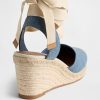 Sandale cu pană cu espadrille din denim