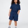 Set de ținute din denim Crinkle Gauze pentru bebeluși și copii mici Set de ținute din denim Crinkle Gauze pentru bebeluși și copii mici
