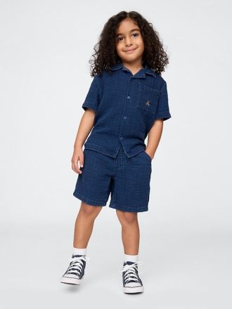 Set de ținute din denim Crinkle Gauze pentru bebeluși și copii mici