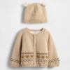 Set de pulover cardigan urs căptușit cu șerpa pentru bebeluși Set de pulover cardigan urs căptușit cu șerpa pentru bebeluși