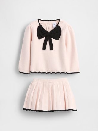 Set pantaloni de pulover cu fundita pentru bebelusi