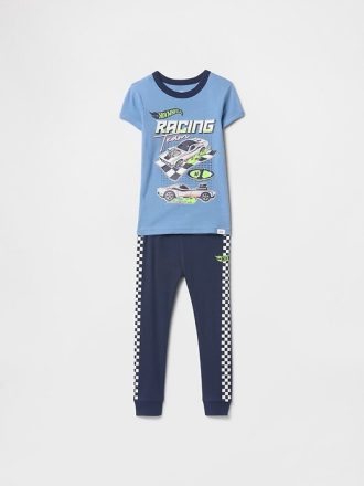 Set pijama Hot Wheels pentru bebeluși și copii mici din bumbac periat organic