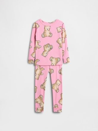 Set PJ din bumbac periat organic pentru bebeluși și copii mici
