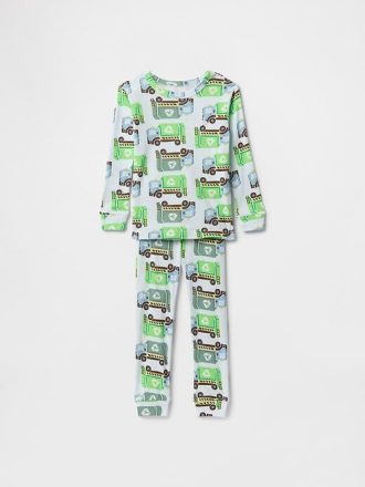 Set PJ din bumbac periat organic pentru bebeluși și copii mici