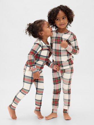 Set PJ din bumbac periat organic pentru bebeluși și copii mici