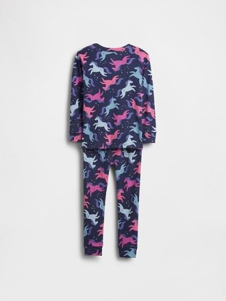 Set PJ pentru bebeluși și copii mici din bumbac periat organic unicorn Set PJ pentru bebeluși și copii mici din bumbac periat organic unicorn