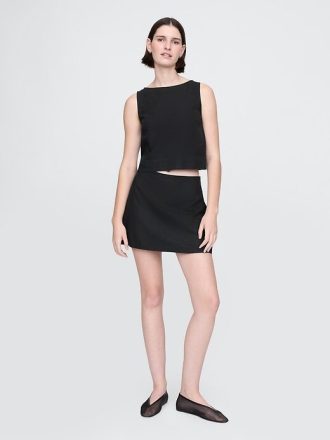 Short mini din amestec de in