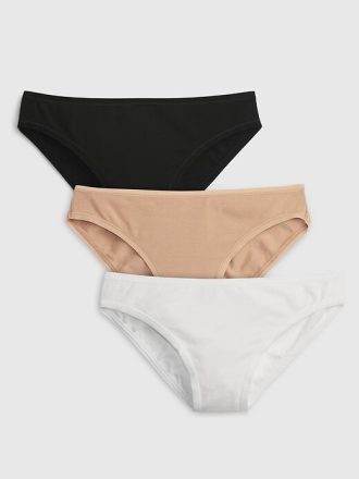 Slip de bikini din bumbac elastic organic (pachet de 3)