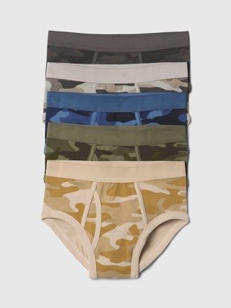 Slip pentru copii din bumbac organic Camo (pachet de 5)