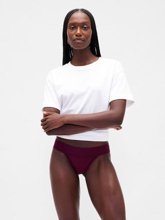 Tanga cu dantelă din bumbac elastic organic