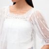 Top brodat din tul transparent
