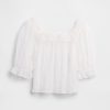 Top brodat din tul transparent