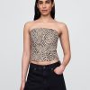 Top crop corset fără bretele din amestec de in Top crop corset fără bretele din amestec de in