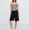Top crop corset fără bretele din amestec de in Top crop corset fără bretele din amestec de in