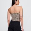Top crop corset fără bretele din amestec de in Top crop corset fără bretele din amestec de in