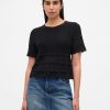 Top crop de pulover Pointelle din amestec de in