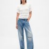 Top crop de pulover Pointelle din amestec de in Top crop de pulover Pointelle din amestec de in