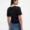 Top crop de pulover Pointelle din amestec de in