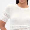 Top crop de pulover Pointelle din amestec de in Top crop de pulover Pointelle din amestec de in