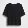 Top crop de pulover Pointelle din amestec de in