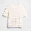 Top crop de pulover Pointelle din amestec de in Top crop de pulover Pointelle din amestec de in