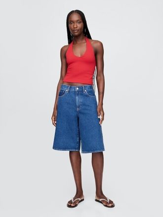 Top Crop Halter din tricot