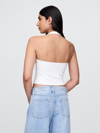 Top Crop Halter din tricot