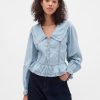 Top cu guler peplum cu decolteu în V Top cu guler peplum cu decolteu în V