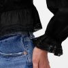 Top cu guler peplum cu decolteu în V Top cu guler peplum cu decolteu în V