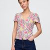 Top cu mâneci flutter din crepon Top cu mâneci flutter din crepon