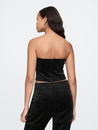 Top cu tub crop din catifea