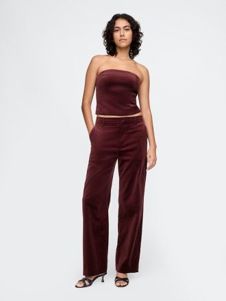 Top cu tub crop din catifea