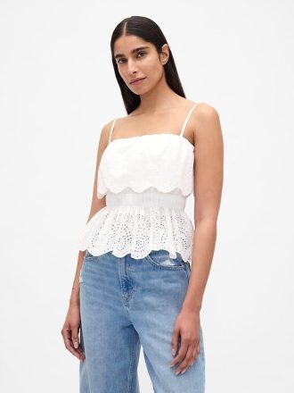 Top cu volane din poplin