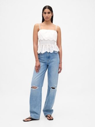 Top cu volane din poplin