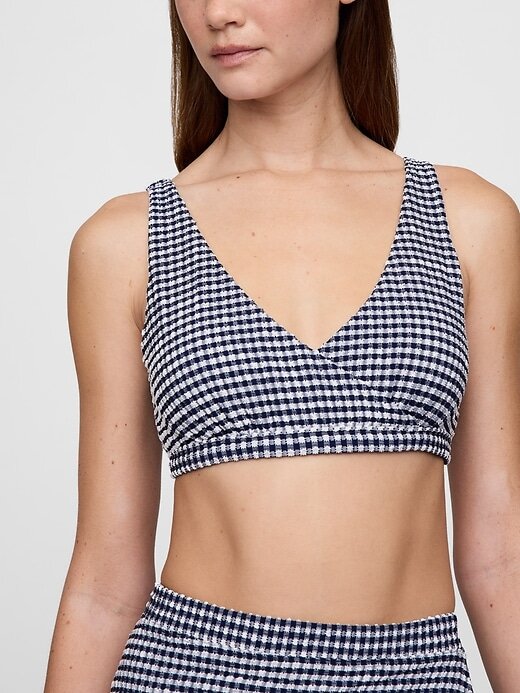 Top de bikini Seersucker Gingham Crossover Top de bikini Seersucker Gingham Crossover
