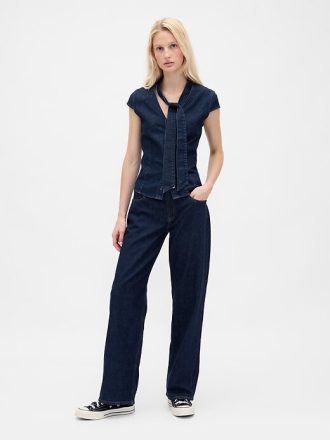 Top din denim cu gât