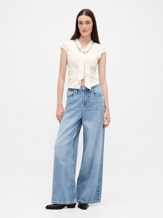 Top din denim cu gât