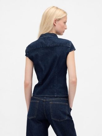 Top din denim cu gât